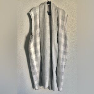 Lane Bryant duster sleeveless cardigan style sweater vest plaid gray
